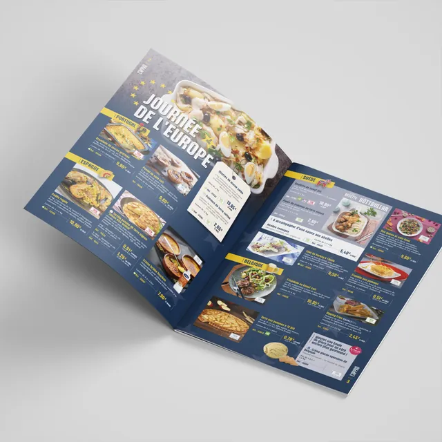 Catalogue L’Appro ouvert sur une double page consacrée à la Journée de l’Europe.