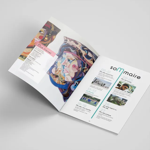 Magazine Méridiennes ouvert sur son sommaire illustré.