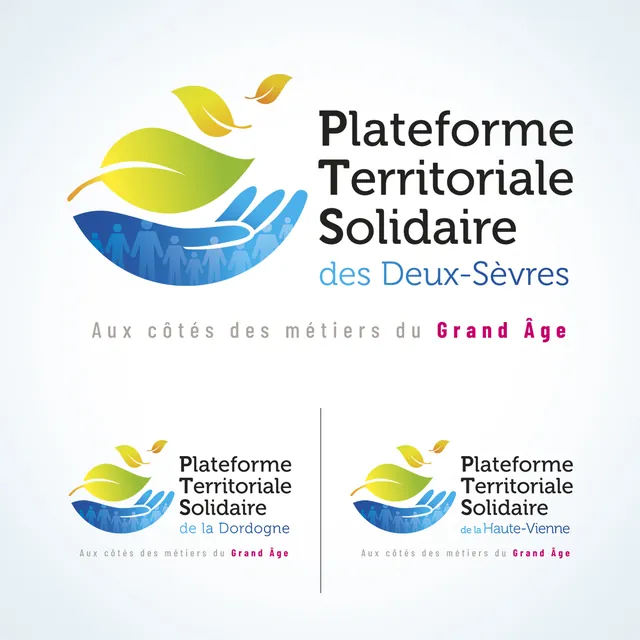 Logotype Plateforme Territoriale Solidaire des Deux-Sèvres et ses deux déclinaisons départementales.