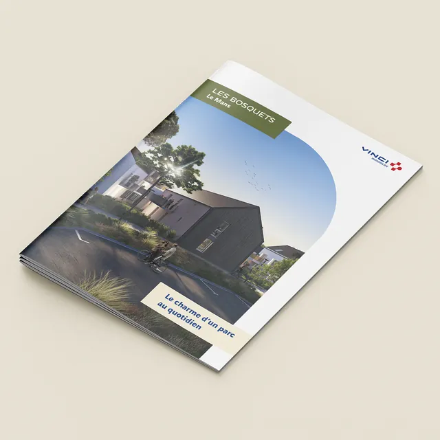 Brochure du programme Les Bosquets, couverture et pages intérieures.