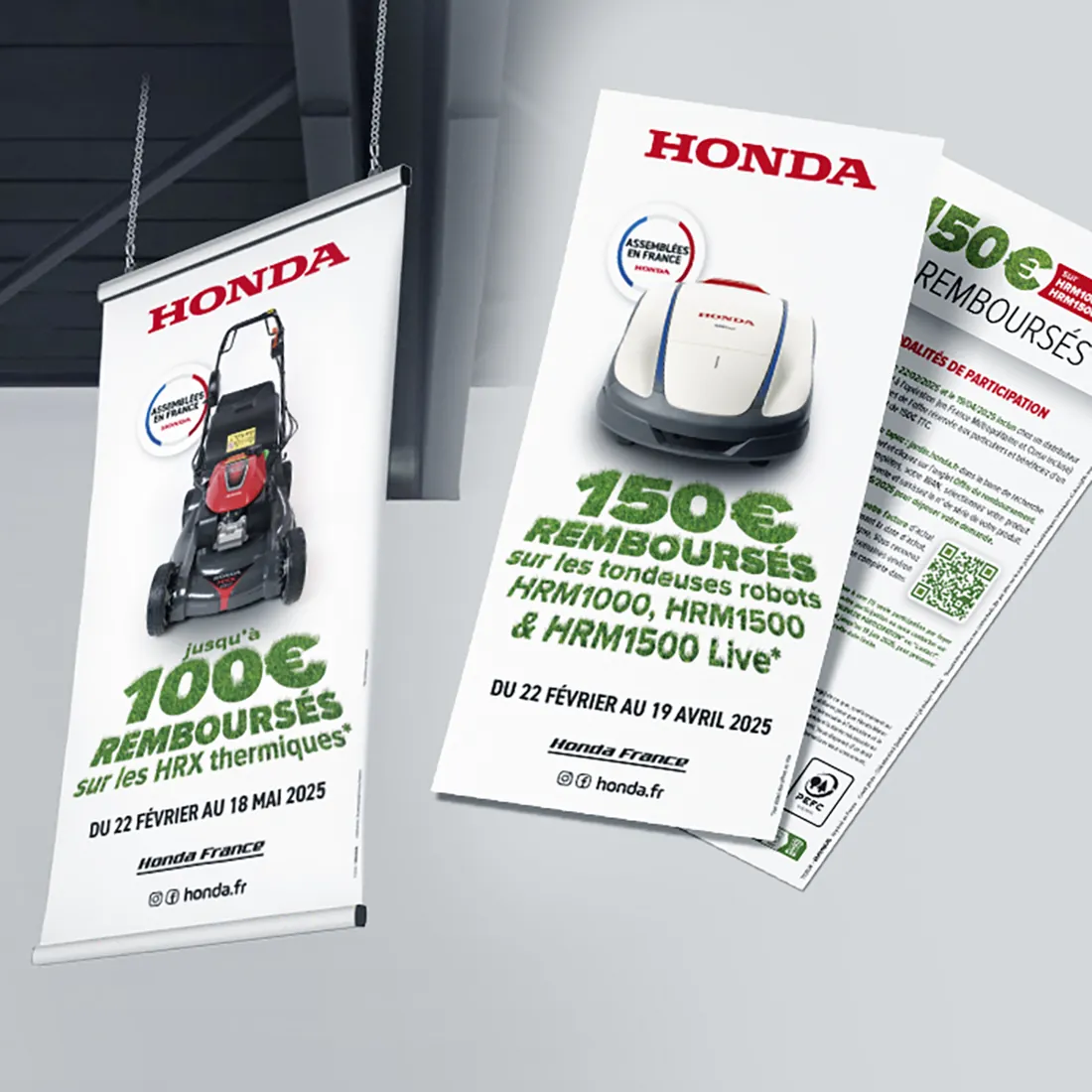 Composition de supports de campagne Honda Jardin 2025.